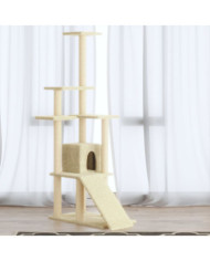 Arbre à chat avec griffoirs en sisal Crème 155 cm | Mobilier & Déco