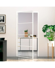 Porte d'intérieur Blanc 93x201,5 cm Trempé verre aluminium fin | Mobilier & Déco