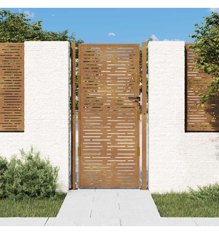Portail de jardin 105x180 cm acier corten conception de carré | Mobilier & Déco