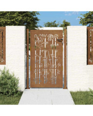 Portail de jardin 105x130 cm acier corten design de bambou | Mobilier & Déco