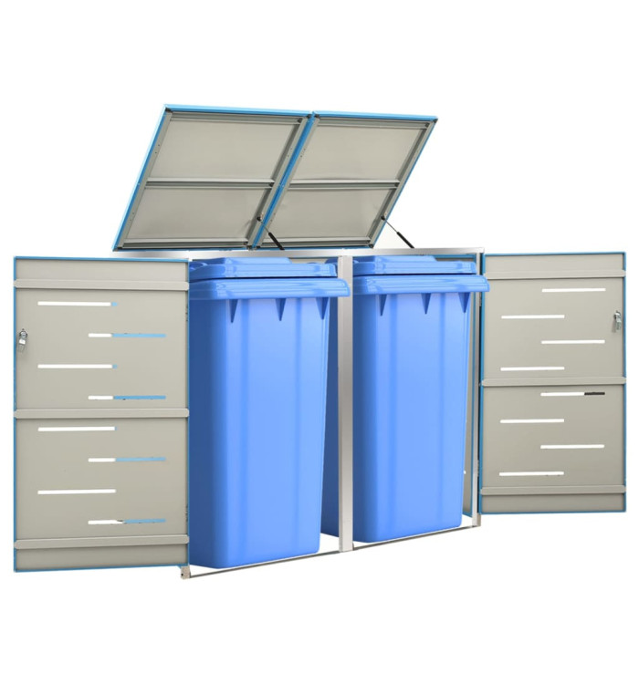 Abri pour deux poubelles 138x77,5x115,5 cm Inox | Mobilier & Déco