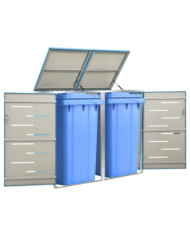 Abri pour deux poubelles 138x77,5x115,5 cm Inox | Mobilier & Déco