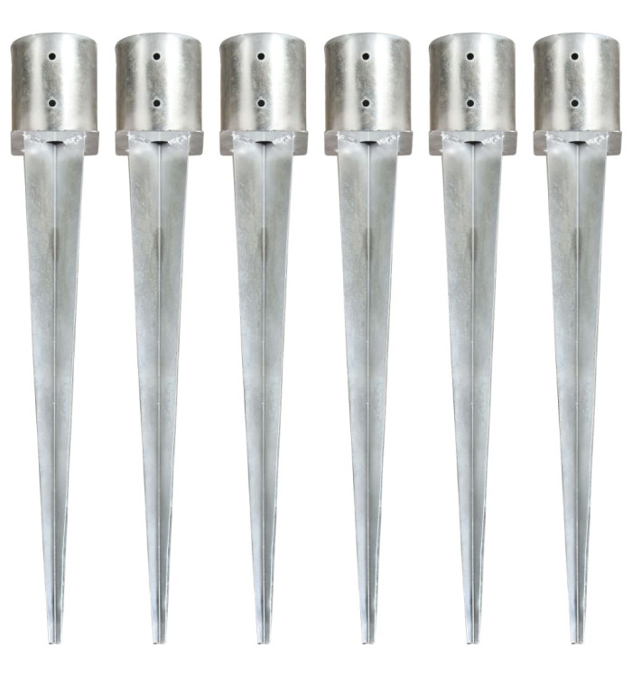 Piquets au sol 6 pcs Argenté 12x91 cm Acier galvanisé | Mobilier & Déco