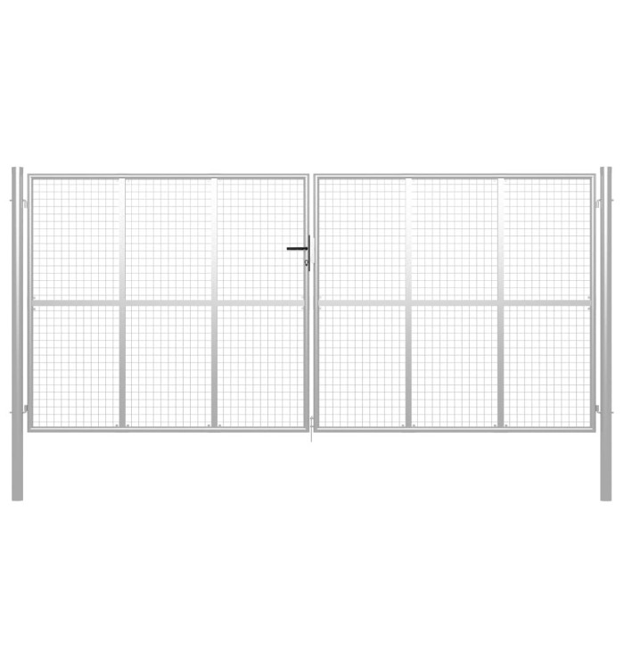 Porte de jardin Acier galvanisé 415x250 cm Argenté | Mobilier & Déco