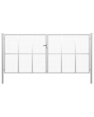 Porte de jardin Acier galvanisé 415x250 cm Argenté | Mobilier & Déco