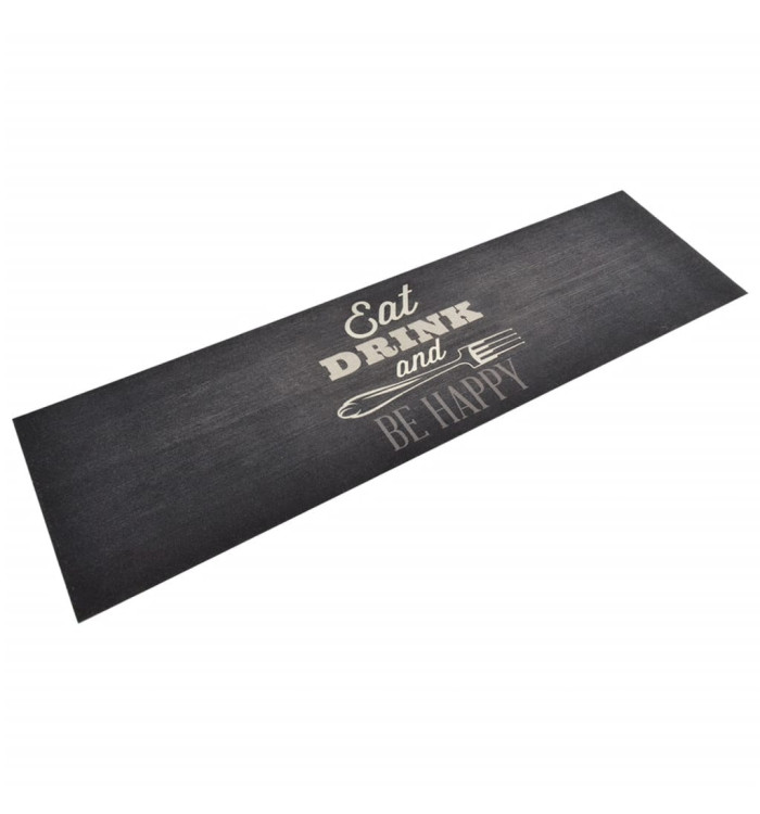 Tapis de cuisine lavable impression cuisine noir 45x150 cm | Mobilier & Déco