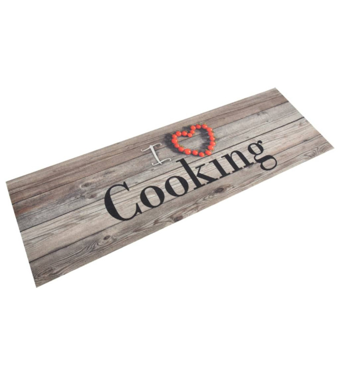 Tapis de cuisine lavable impression cuisine gris 60x180 cm | Mobilier & Déco
