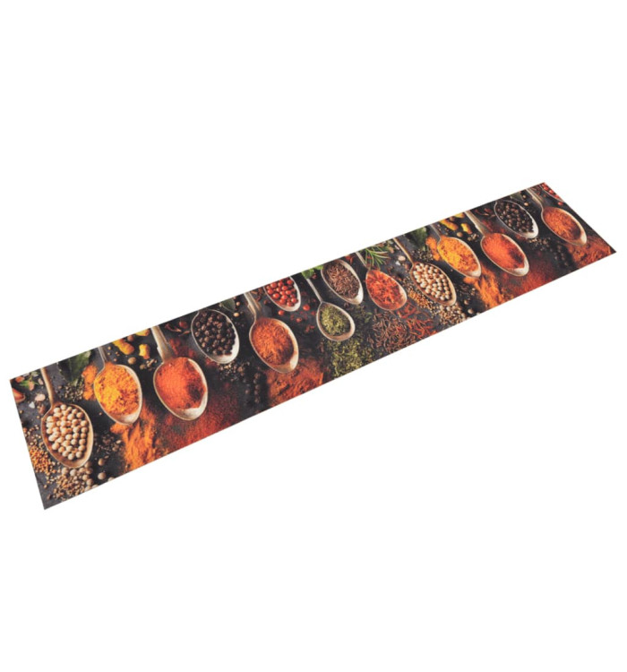 Tapis de cuisine lavable impression cuillère épices 60x300 cm | Mobilier & Déco