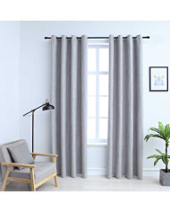 Rideaux occultants avec anneaux en métal 2 pcs Gris 140x245 cm | Mobilier & Déco