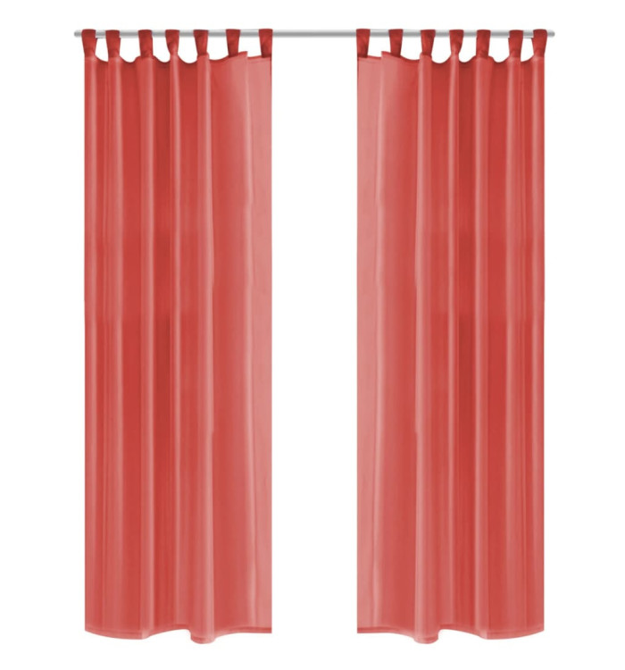 Rideau occultant 2 pcs Voile 140 x 225 cm Rouge | Mobilier & Déco