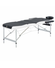 Table de massage pliable 3 zones Aluminium Noir et blanc | Mobilier & Déco