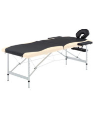 Table de massage pliable 2 zones Aluminium Noir et beige | Mobilier & Déco
