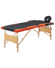 Table de massage pliable 2 zones Bois Noir et orange | Mobilier & Déco
