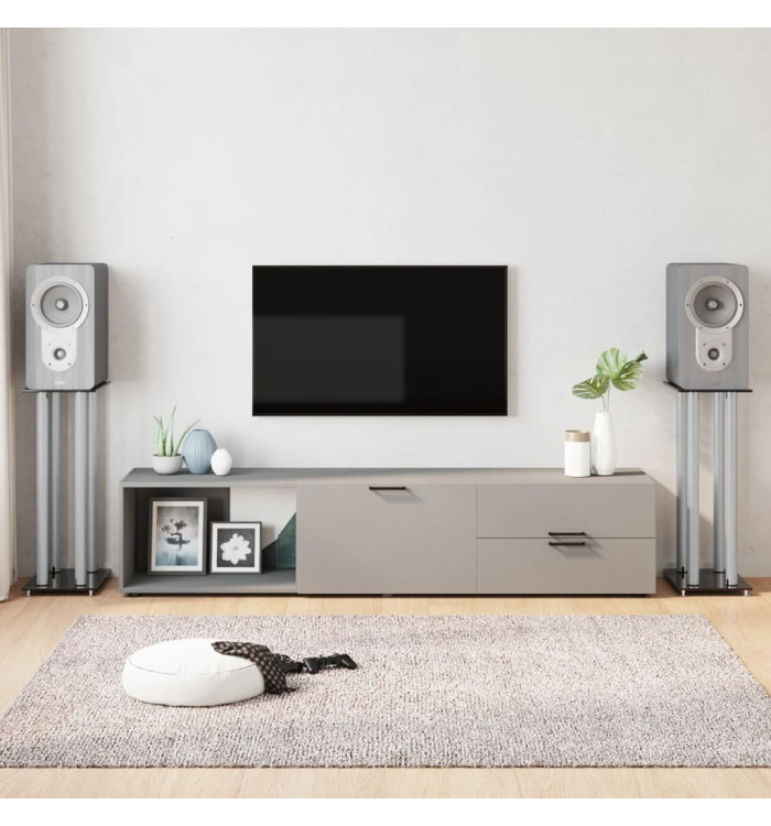 Supports de haut-parleurs 2 pcs noir et argenté 4 piliers | Mobilier & Déco