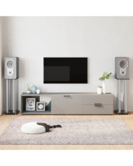 Supports de haut-parleurs 2 pcs noir et argenté 4 piliers | Mobilier & Déco