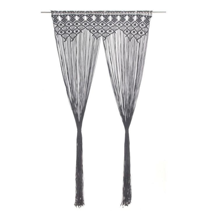 Rideau en macramé Anthracite 140x240 cm Coton | Mobilier & Déco