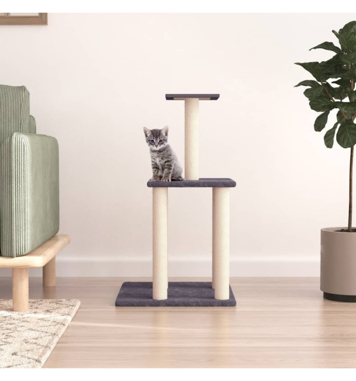Arbre à chat avec griffoirs en sisal gris foncé 85,5 cm | Mobilier & Déco