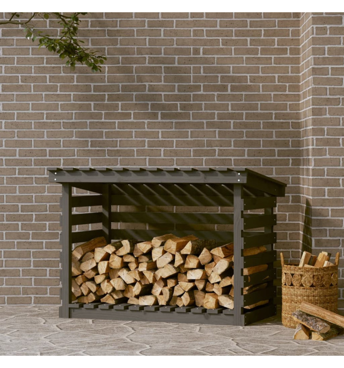 Support pour bois de chauffage Gris 108x73x79 cm Bois de pin | Mobilier & Déco