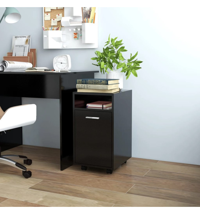 Armoire latérale avec roues Noir 33x38x60 cm Bois d’ingénierie | Mobilier & Déco