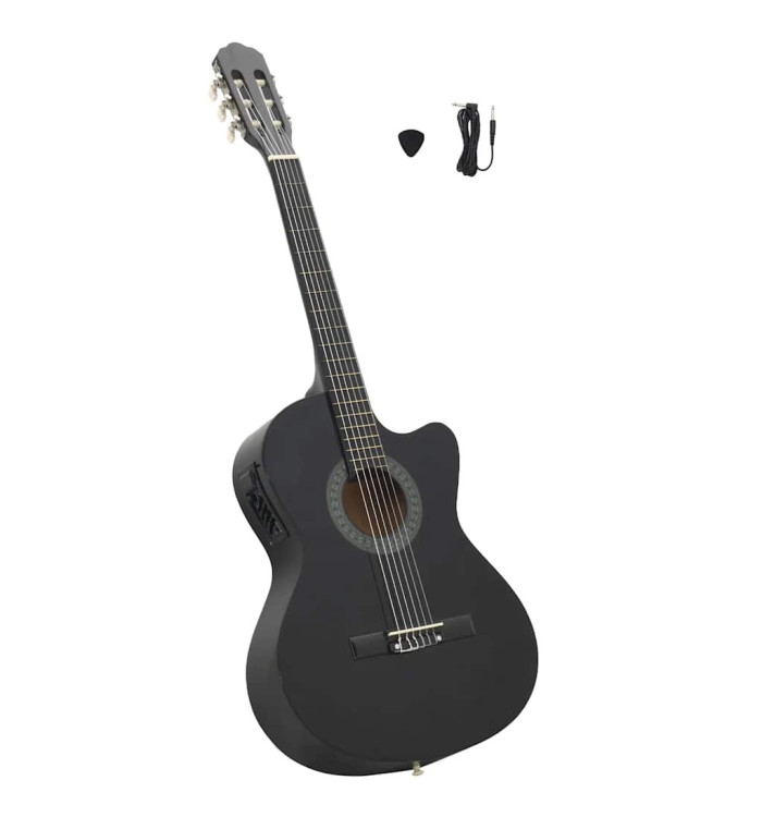 Guitare découpée classique occidentale égaliseur 6 cordes Noir | Mobilier & Déco