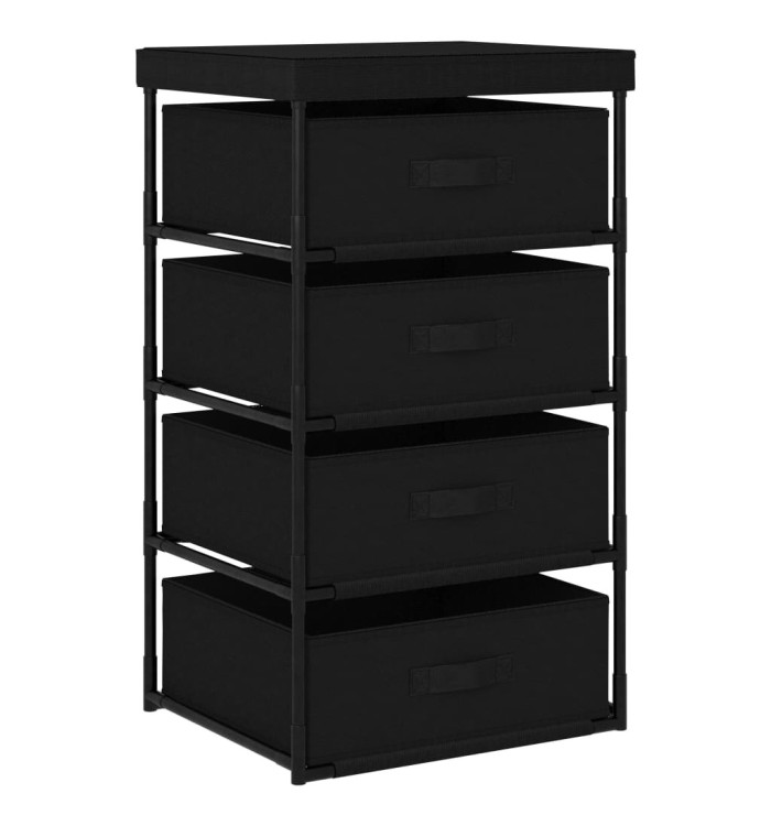 Étagère de rangement avec 4 paniers en tissu Acier Noir | Mobilier & Déco