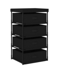 Étagère de rangement avec 4 paniers en tissu Acier Noir | Mobilier & Déco