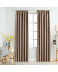 Rideaux occultants avec crochets 2 pcs Taupe 140x175 cm | Mobilier & Déco