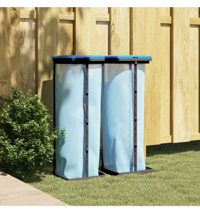 Porte-sacs poubelles 2 pcs noir et bleu 120 L PP | Mobilier & Déco