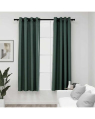 Rideaux occultants Aspect lin avec œillets 2 pcs Vert 140x175cm | Mobilier & Déco