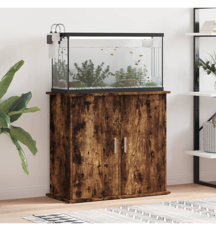 Support pour aquarium chêne fumé 81x36x73 cm bois d'ingénierie | Mobilier & Déco