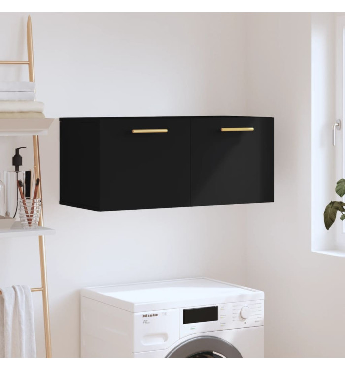 Armoire murale noir 80x36,5x35 cm bois d'ingénierie | Mobilier & Déco
