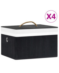 Boîtes de rangement en bambou 4 pcs Noir | Mobilier & Déco