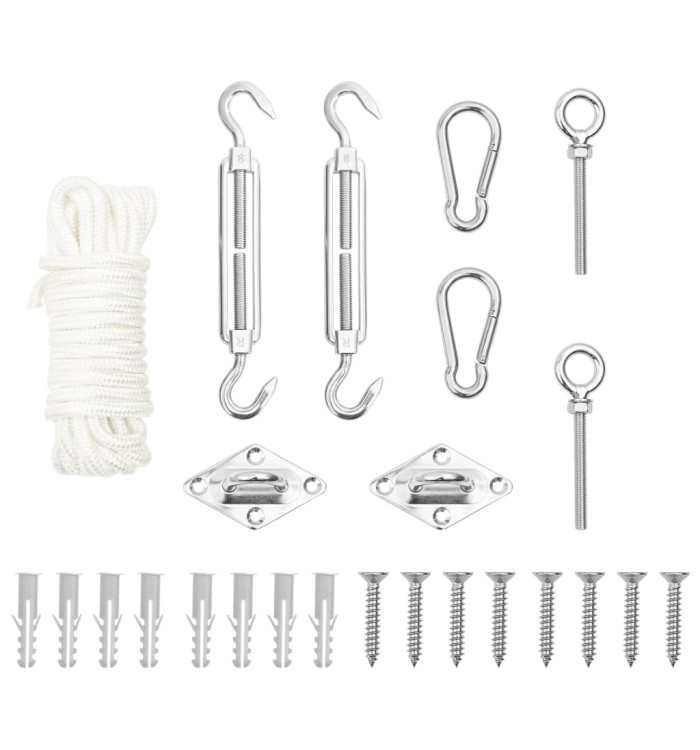 Jeu d'accessoires de voile d'ombrage 9 pcs Acier inoxydable | Mobilier & Déco