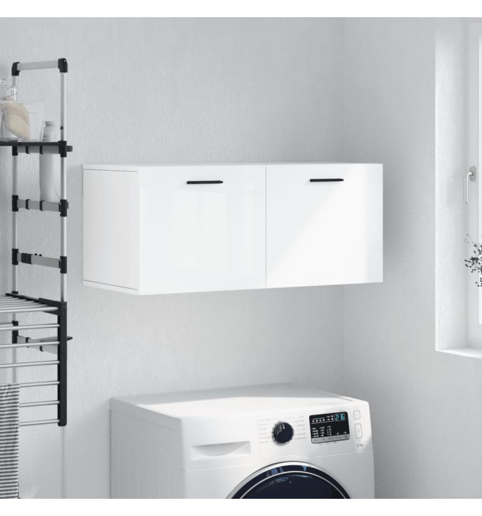 Armoire murale blanc brillant 80x36,5x35 cm bois d'ingénierie | Mobilier & Déco