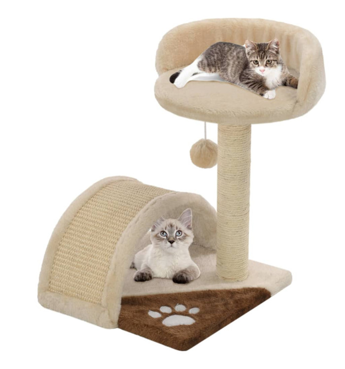 Arbre à chat avec griffoir en sisal 40 cm Beige et Marron | Mobilier & Déco