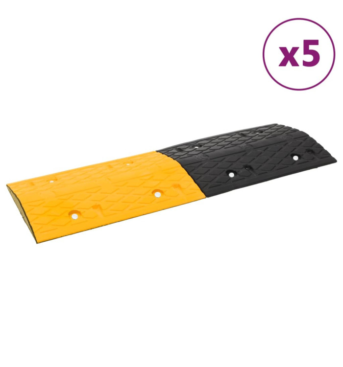 Ralentisseurs 5 pcs Jaune et noir 97x32,5x4 cm Caoutchouc | Mobilier & Déco
