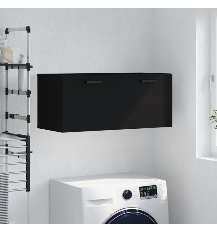 Armoire murale noir 80x36,5x35 cm bois d'ingénierie | Mobilier & Déco