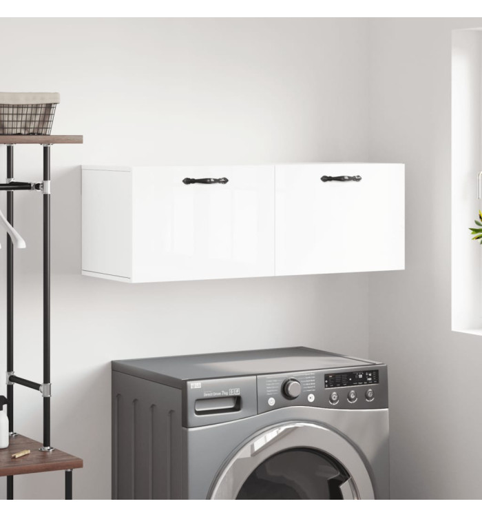 Armoire murale blanc brillant 100x36,5x35 cm bois d'ingénierie | Mobilier & Déco