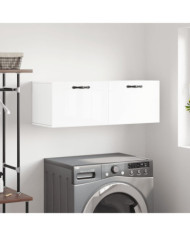 Armoire murale blanc brillant 100x36,5x35 cm bois d'ingénierie | Mobilier & Déco