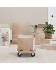 Chariots sur roulettes 2 pcs rond bois d'ingénierie | Mobilier & Déco