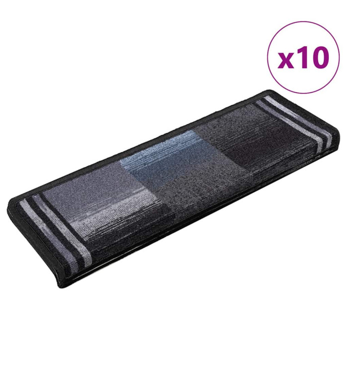 Tapis d'escalier autoadhésifs 10 pcs 65x21x4 cm Noir et gris | Mobilier & Déco