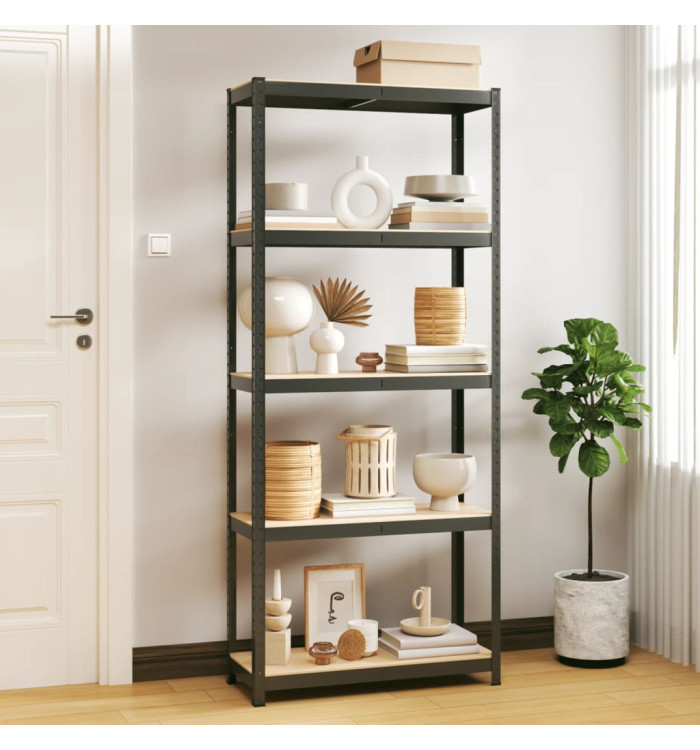 Étagère de rangement 5 niveaux Anthracite Acier bois ingénierie | Mobilier & Déco