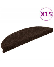 Tapis d'escalier autocollants 15pcs Marron 56x17x3cm Aiguilleté | Mobilier & Déco