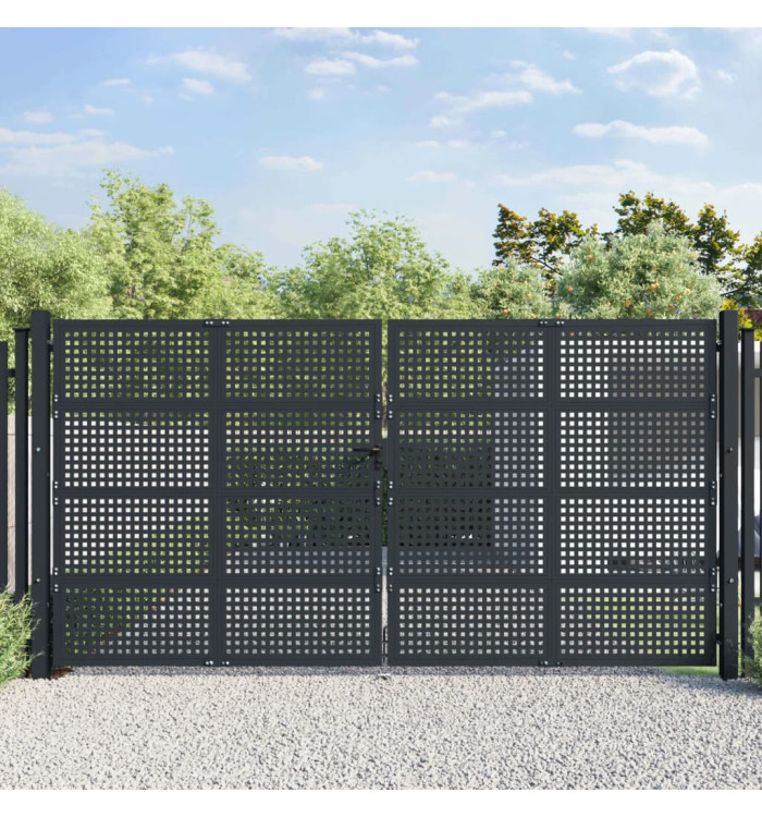 Portail de jardin anthracite 400x175 cm acier | Mobilier & Déco