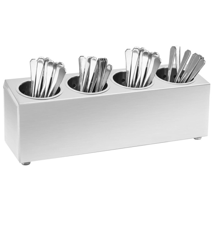 Porte-couverts 4 grilles Rectangulaire Acier inoxydable | Mobilier & Déco