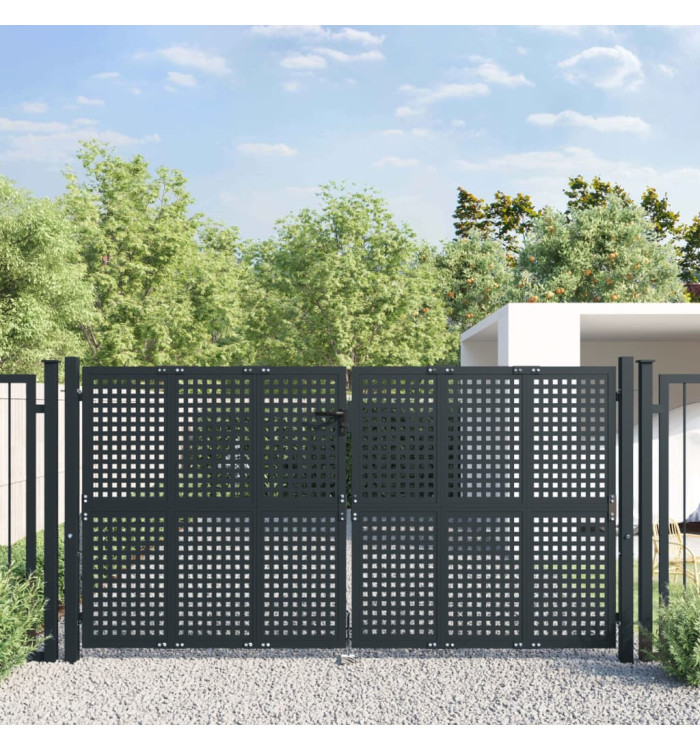 Portail de jardin anthracite 300 x 150 cm acier | Mobilier & Déco