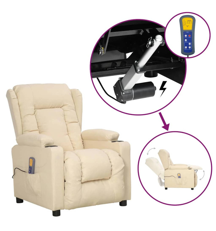 Fauteuil de massage Crème Tissu | Mobilier & Déco