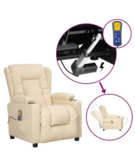 Fauteuil de massage Crème Tissu | Mobilier & Déco