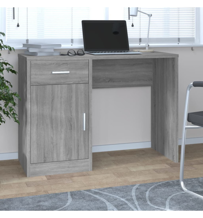 Bureau avec tiroir et armoire Sonoma gris 100x40x73 cm | Mobilier & Déco