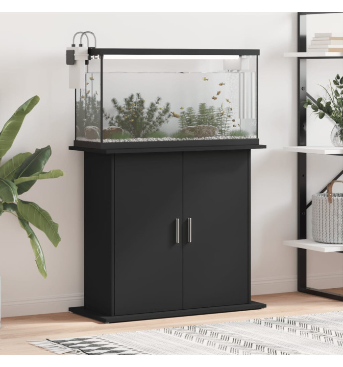 Support pour aquarium noir 81x36x73 cm bois d'ingénierie | Mobilier & Déco